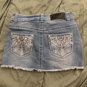 Miss Me Blue Embellished Mini Skirt
